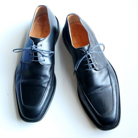 Brooksfiel Men's Italian Black Leather Lace-up Oxford Derby Formal Dress Shoes - Picture 3 of 15